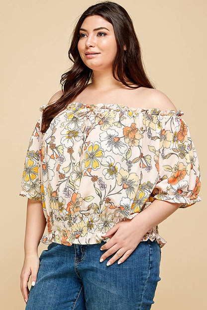 Peasant Off Shoulders Floral Top