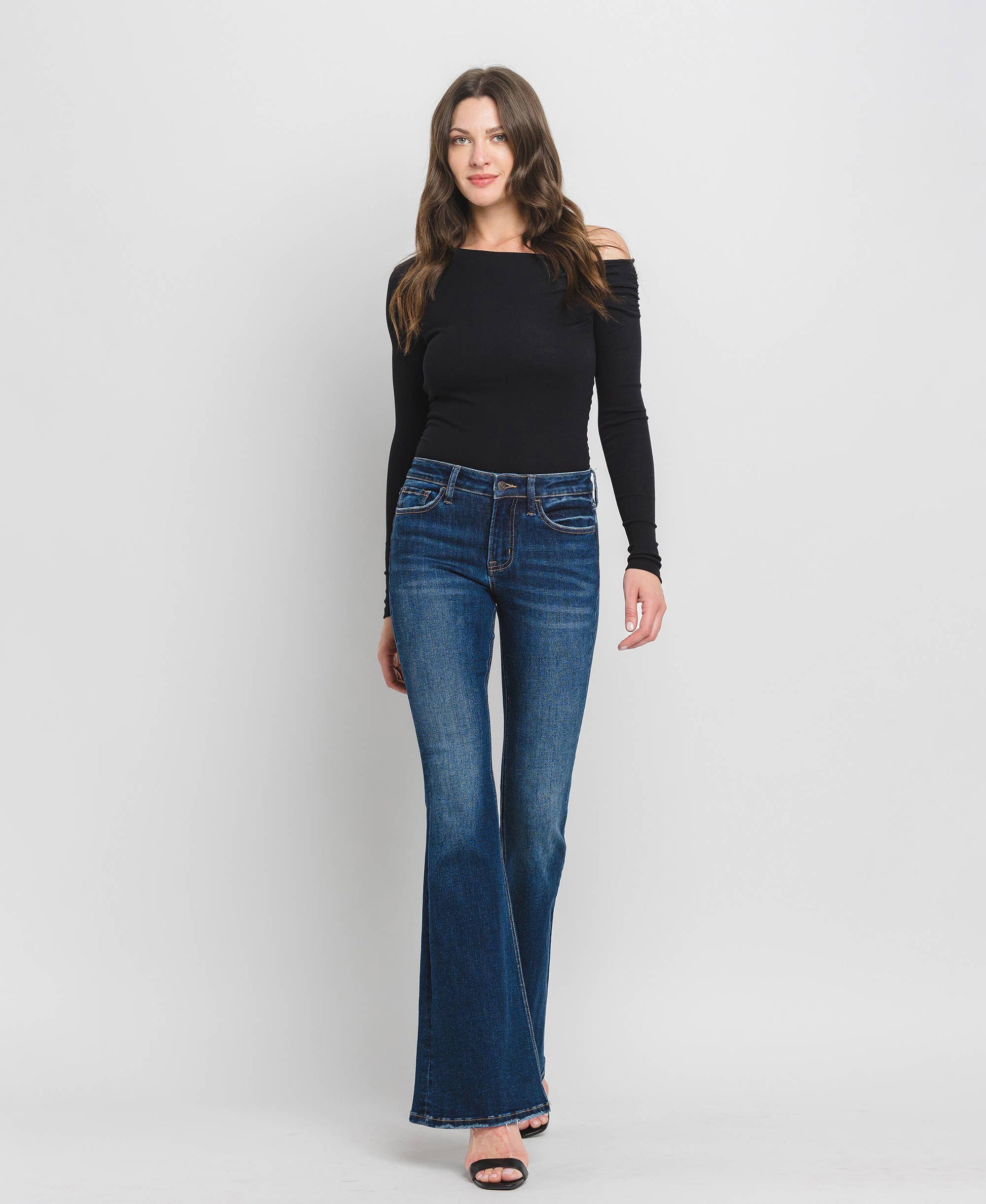MID RISE SUPER FLARE JEANS - Southern Sassy Boutique
