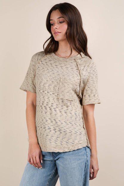 Solid Casual Knit Top with Patch Pocket - Southern Sassy Boutique