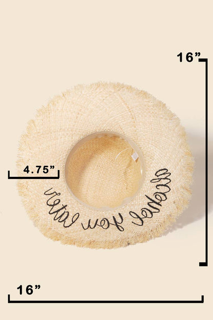 Alcohol You Later Raffia Sun Hat