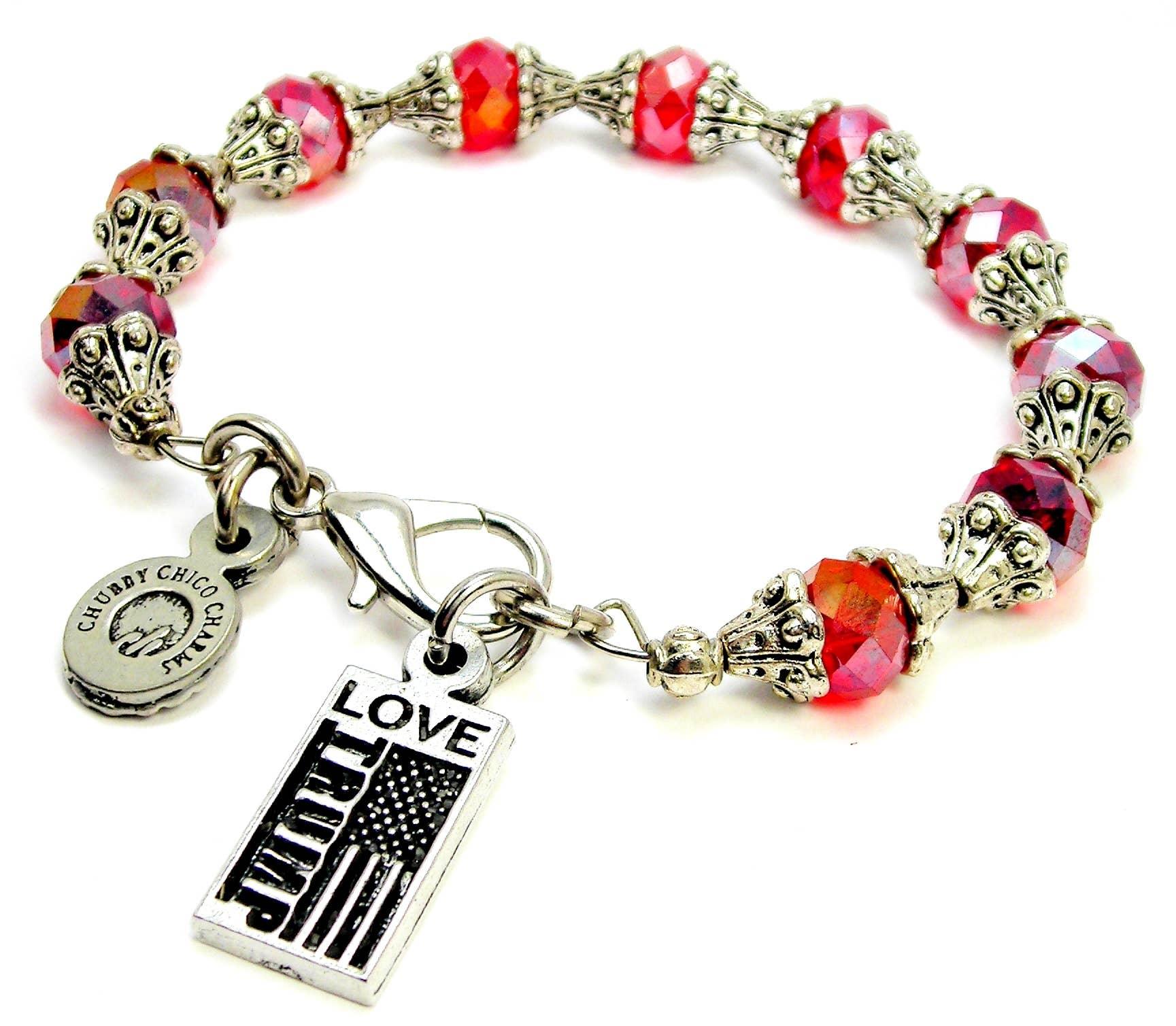 Love Trump American flag Capped Crystal Bracelet - Southern Sassy Boutique