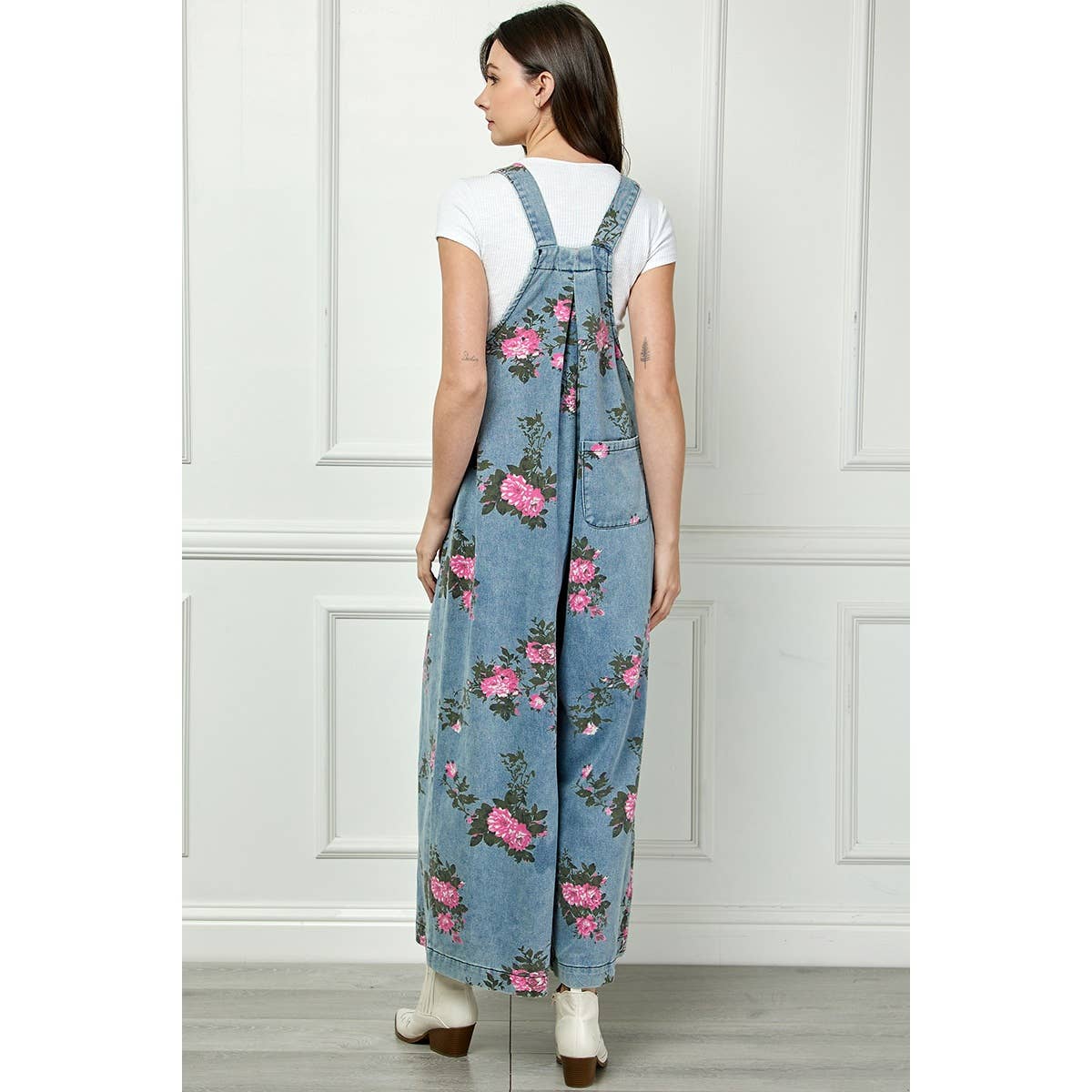 Painted Floral Sleeveless Jumpsuit