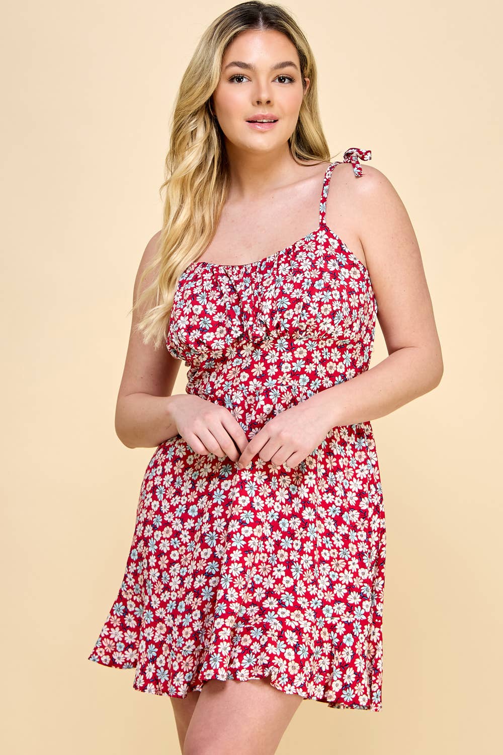 Curvy Floral Tie Mini Dress