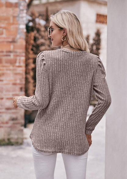 Soft Ribbed Knit Puff Sleeve Top - Southern Sassy Boutique