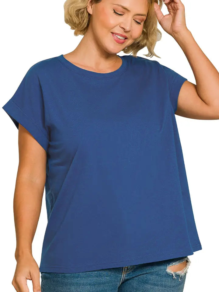 Curvy Relaxed Fit Cotton Round Neck Tee
