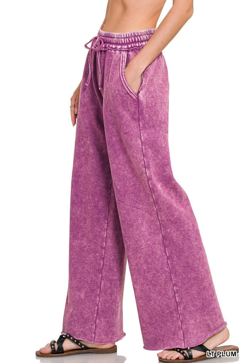 Acid Wash Fleece Palazzo Sweatpants