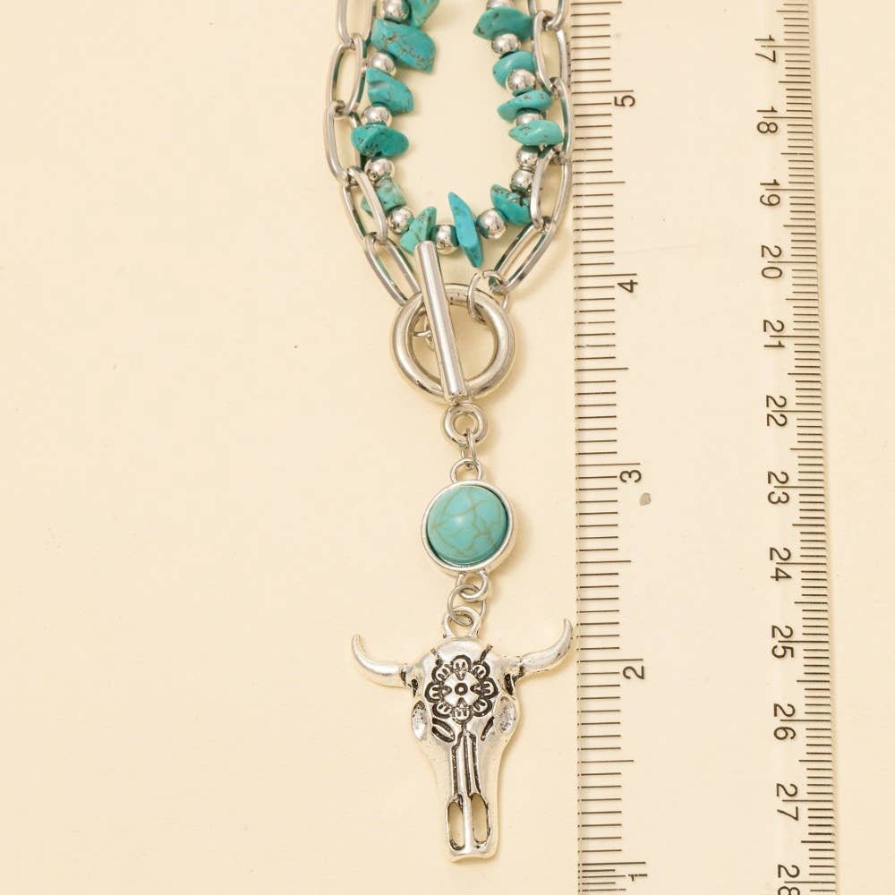 Turquoise Western Charm Toggle Necklace