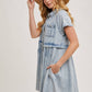 DENIM BUTTON DOWN SHIRT MINI DRESS