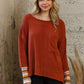Knit Crew Neck Top Contrast Detail