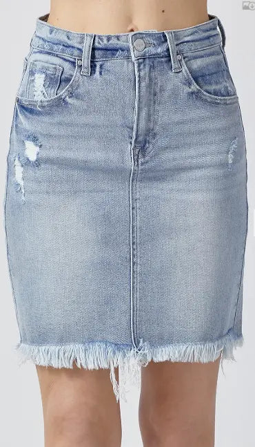 Risen Light Wash High Rise Mini Skirt