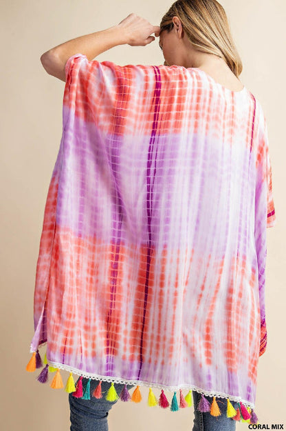 Vibrant Kimono W/ Tassel Hem - Southern Sassy Boutique