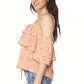Floral Flounce Cold Shoulder Blouse - Southern Sassy Boutique