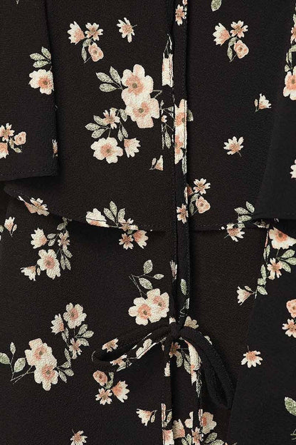 Image: Floral Flounce Blouse Black | Southern Sassy Boutique