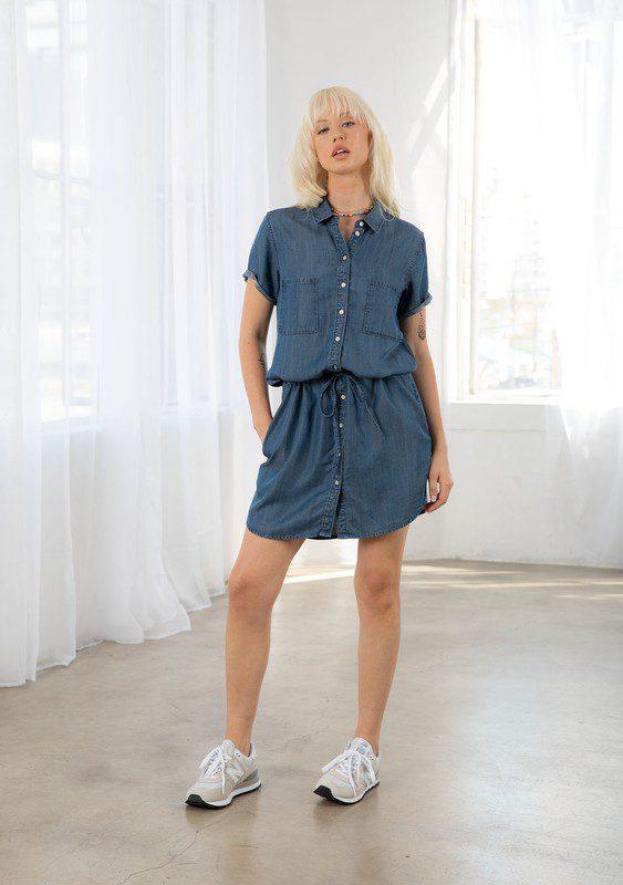 Image: Short Sleeve Mini Dress Vintage Wash | Southern Sassy Boutique