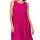 Sleeveless Solid Color Tier Dress