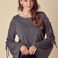 Image: Long Sleeve Ribbed Jersey Top Charcoal | Southern Sassy Boutique