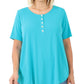 Short Sleeve Dolphin Hem Shell Button Top