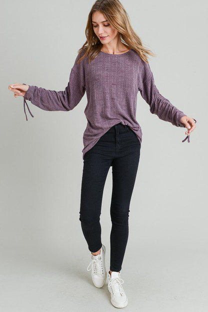 Image: Long Sleeve Tie Top Misty Purple | Southern Sassy Boutique