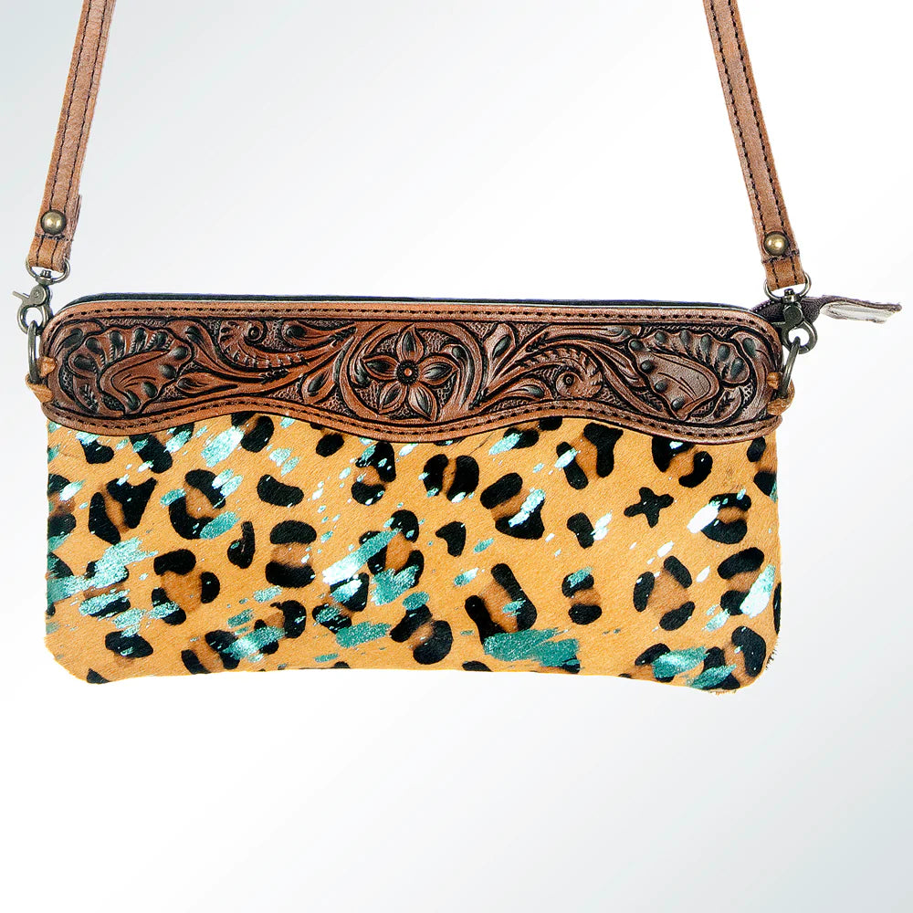 American Darling Cheetah & Turquoise Acid Wash Small Crossbody Bag