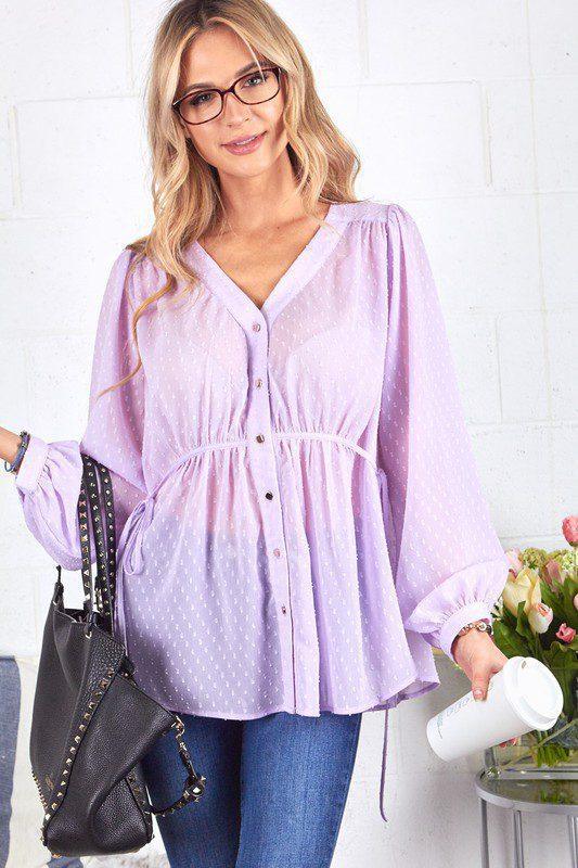 Image: Swiss Dot Tie Top Lavender | Southern Sassy Boutique