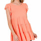 Solid Ruffle Sleeve Tiered Tunic Top
