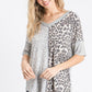 Leopard & Grey Waffle Block Top - Southern Sassy Boutique