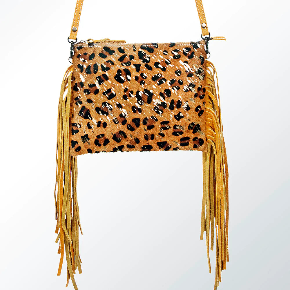 American Darling Leopard Print Fringe Crossbody