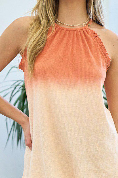 Image: Rib Frill Tank Top Cantaloupe | Southern Sassy Boutique