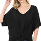 Luxe V-Neck Tie Front Top