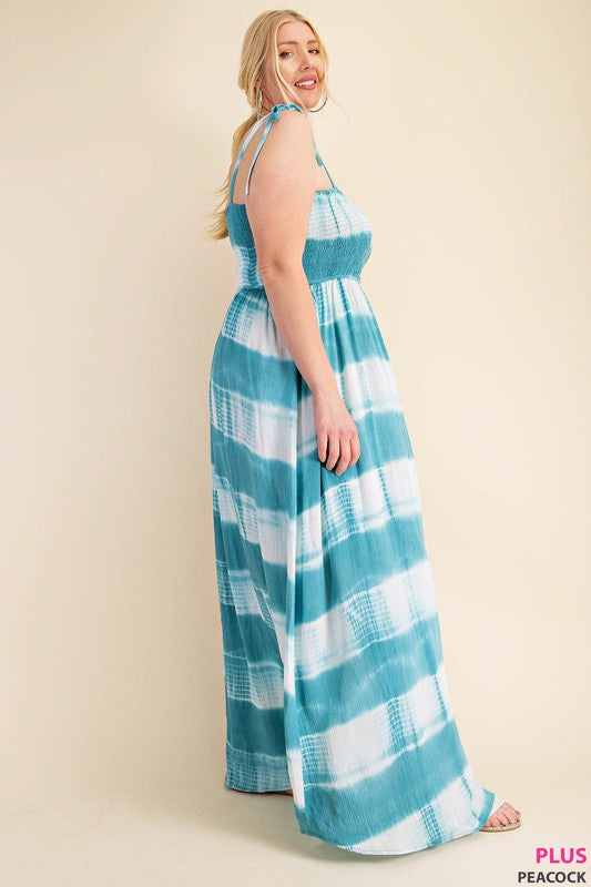 Tie-Dye Striped Maxi Dress