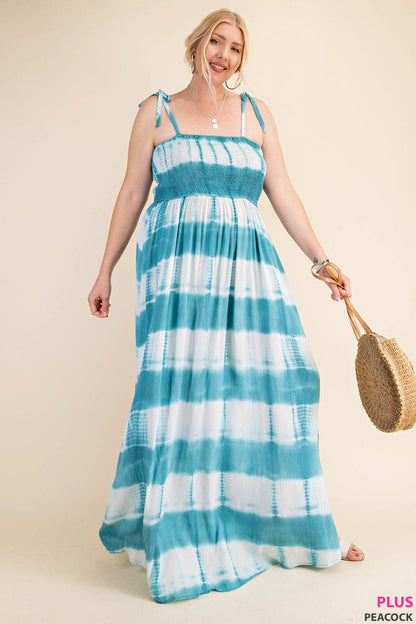 Tie-Dye Striped Maxi Dress