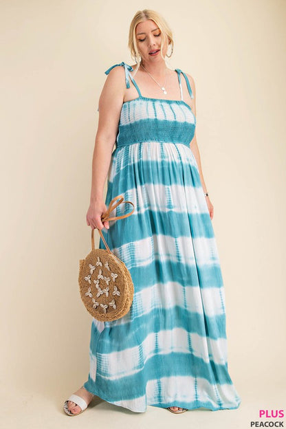 Tie-Dye Striped Maxi Dress