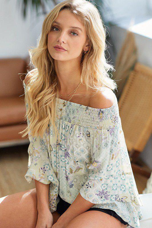 Cold Shoulder Sleeve Top - Southern Sassy Boutique