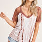 Tie Dye & Lace Sleeve Top