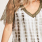Tie Dye & Lace Sleeve Top
