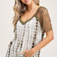 Tie Dye & Lace Sleeve Top