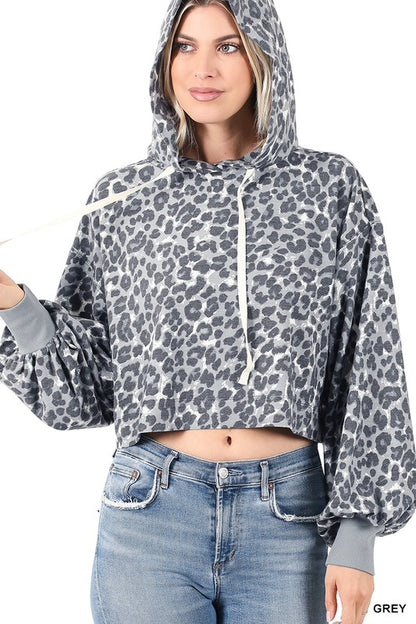 Animal Print Cropped Hoodie