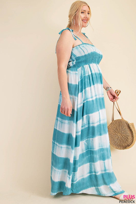 Tie-Dye Striped Maxi Dress