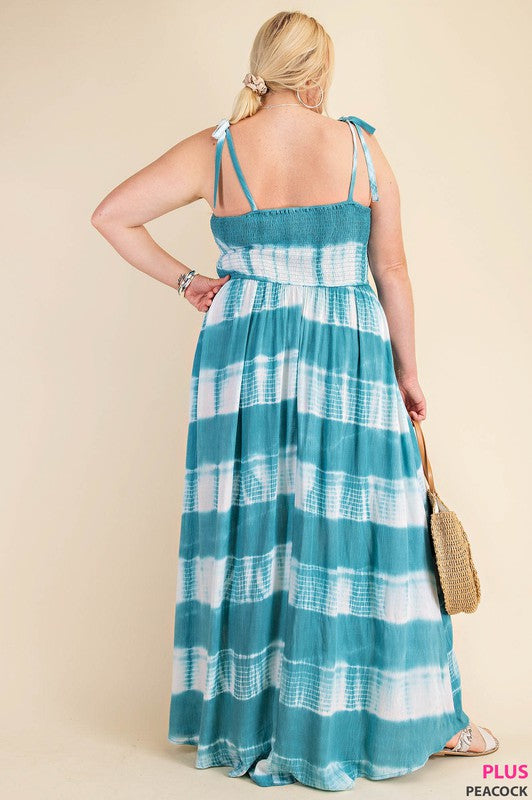 Tie-Dye Striped Maxi Dress