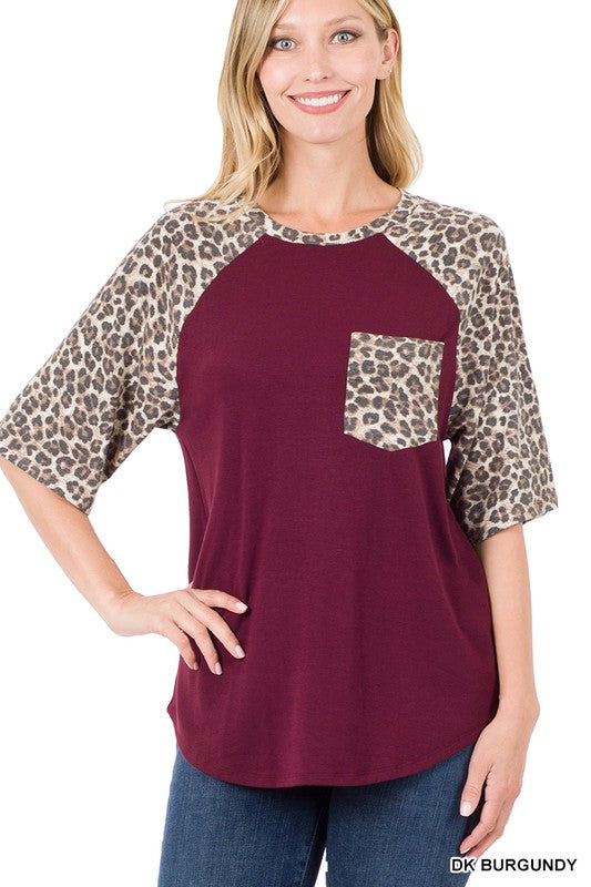 Animal Print Raglan Knit Top