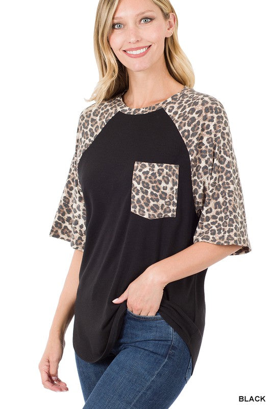 Animal Print Raglan Knit Top