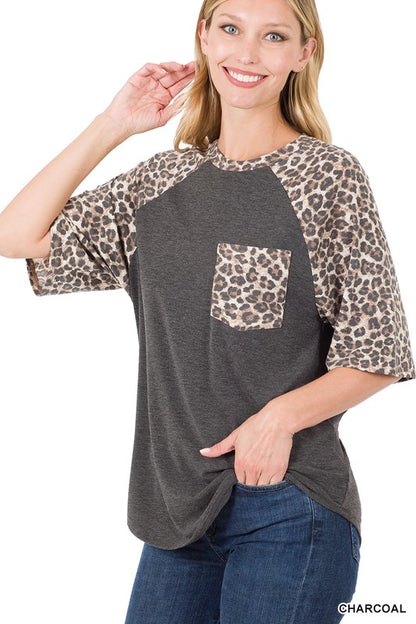 Animal Print Raglan Knit Top