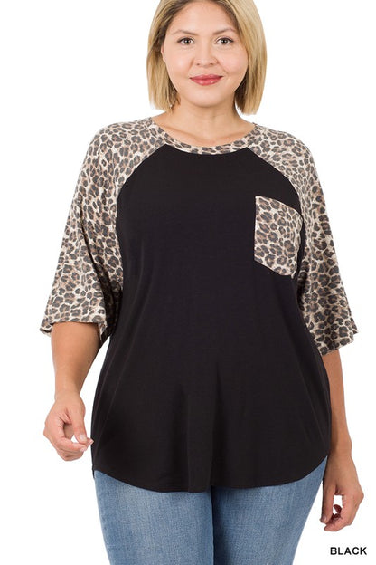 Animal Print Raglan Knit Top