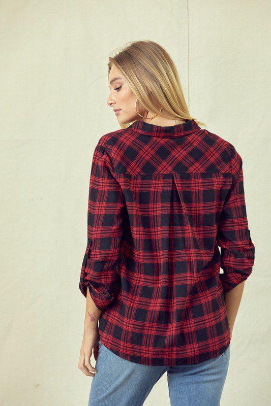 Long Sleeve Flannel Top - Southern Sassy Boutique