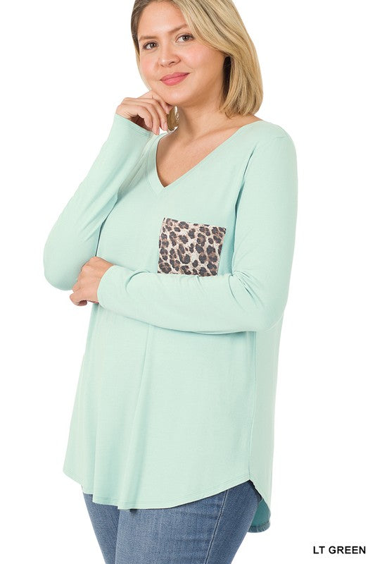Luxe Rayon Long Sleeve V-Neck Leopard Top