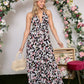 Floral Print Halter & Open Back Maxi Dress