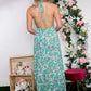 Floral Print Halter & Open Back Maxi Dress
