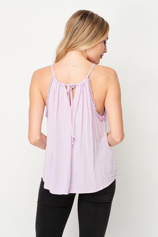 Black Spaghetti Strap Top With Lace Detail - Southern Sassy Boutique