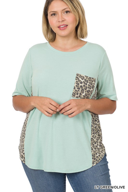 Animal Print Contrast Top