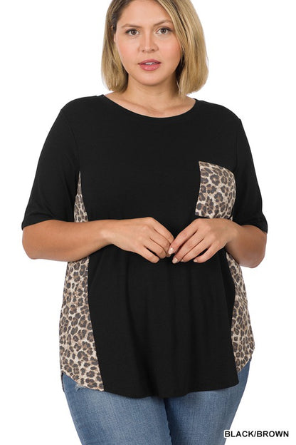 Animal Print Contrast Top